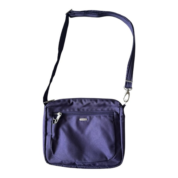 Travel On Purple/Spruce Anti-Theft Classic Small E/W Crossbody Bag - Picture 1 of 4